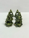 Vintage Set 6 Ceramic Christmas Tree Evergreen Hand Painted Napkin Ring Holders. Fixed Price $25.00.