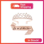 Cieher 55th Birthday Crown & Sash Set - Pearl Pin Tiara, Fabulous. Fixed Price $12.92.