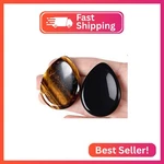 Qinjiejie 2pcs Worry Stone For Anxiety Tiger's Eye Obsidian Healing Crystals Set. Fixed Price $18.31.