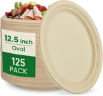 12.5" Heavy-duty Compostable Plates 125 Pack Eco-friendly Bagasse Brown. Fixed Price $71.48.