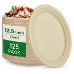 12.5 Inch Compostable Oval Plates 125-value Pack - Sustainable And Heavy-du.... Fixed Price $54.37.