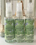 Bath & Body Works White Tea Sage Anti Bacterial Hand Sanitizer Spray 1 Oz Lot 3. Fixed Price $16.75.