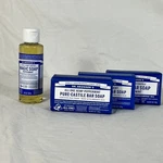 Dr Bronners Magic Soap Peppermint Pure Castile Liquid Bar Set. Fixed Price $25.00.