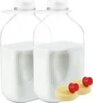 64 Oz Glass Milk Bottle With Lids, Half Gallon Dispenser By Kitchentoolz. Fixed Price $24.79.