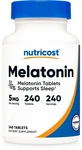Nutricost Melatonin 5mg, 240 Tablets - 5mg Per Serving, Non-gmo, Gluten Free. Fixed Price $10.00.