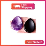 Qinjiejie 2pcs Thumb Worry Stone Amethyst Obsidian Healing Crystals Hand Carved. Fixed Price $16.94.