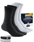 Pembrook Diabetic Compression Crew Socks Women 2 Pairs Black/white Size L. Fixed Price $10.92.
