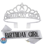 Cieher Birthday Girl Crown And Sash Silver Tiara For Women. Fixed Price $20.00.